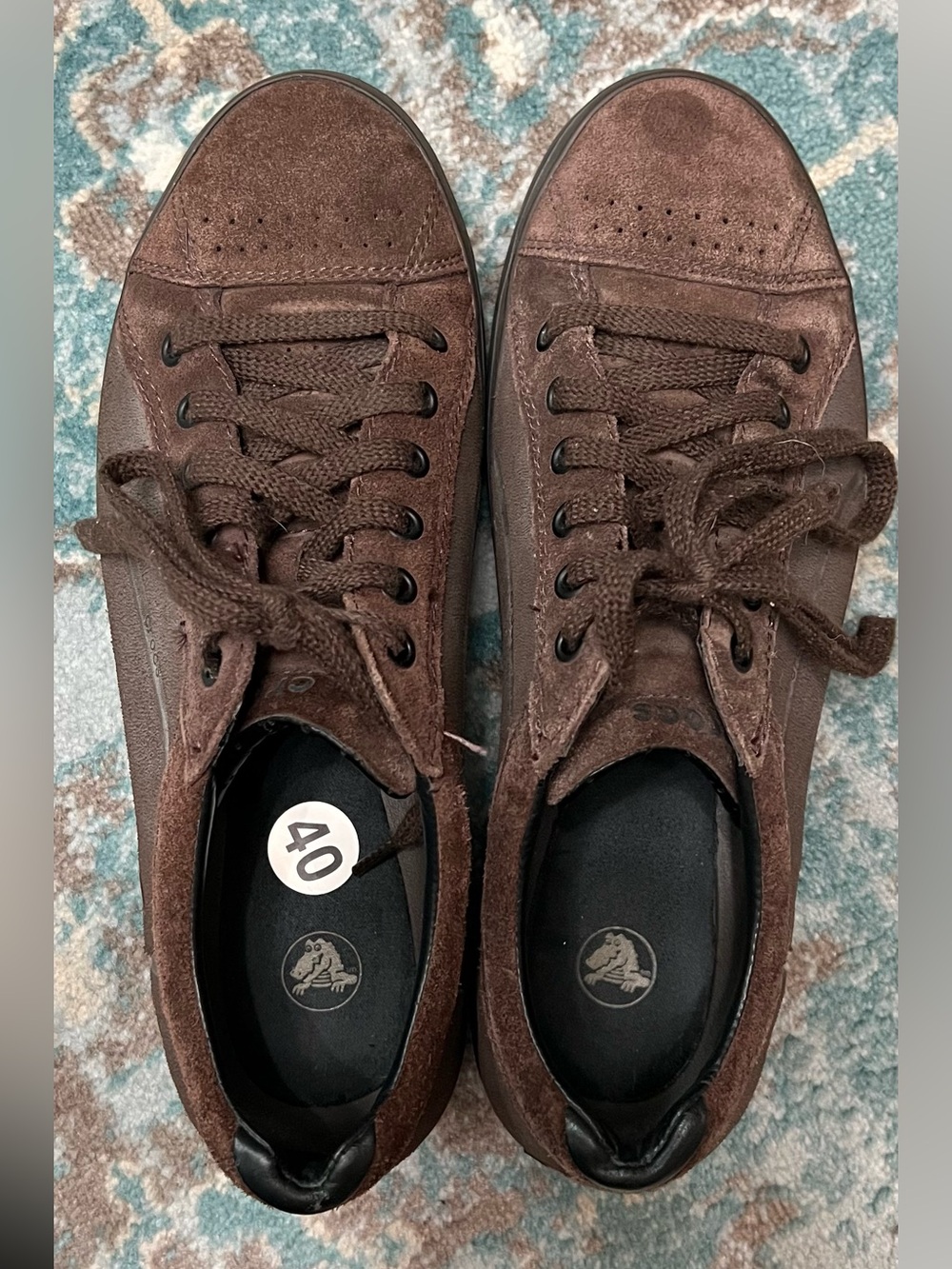 CROCS Men's Brown Suede Lace-Up Sneakers